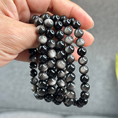 Natural Silver Obsidian VIP Bracelet Size 8 mm