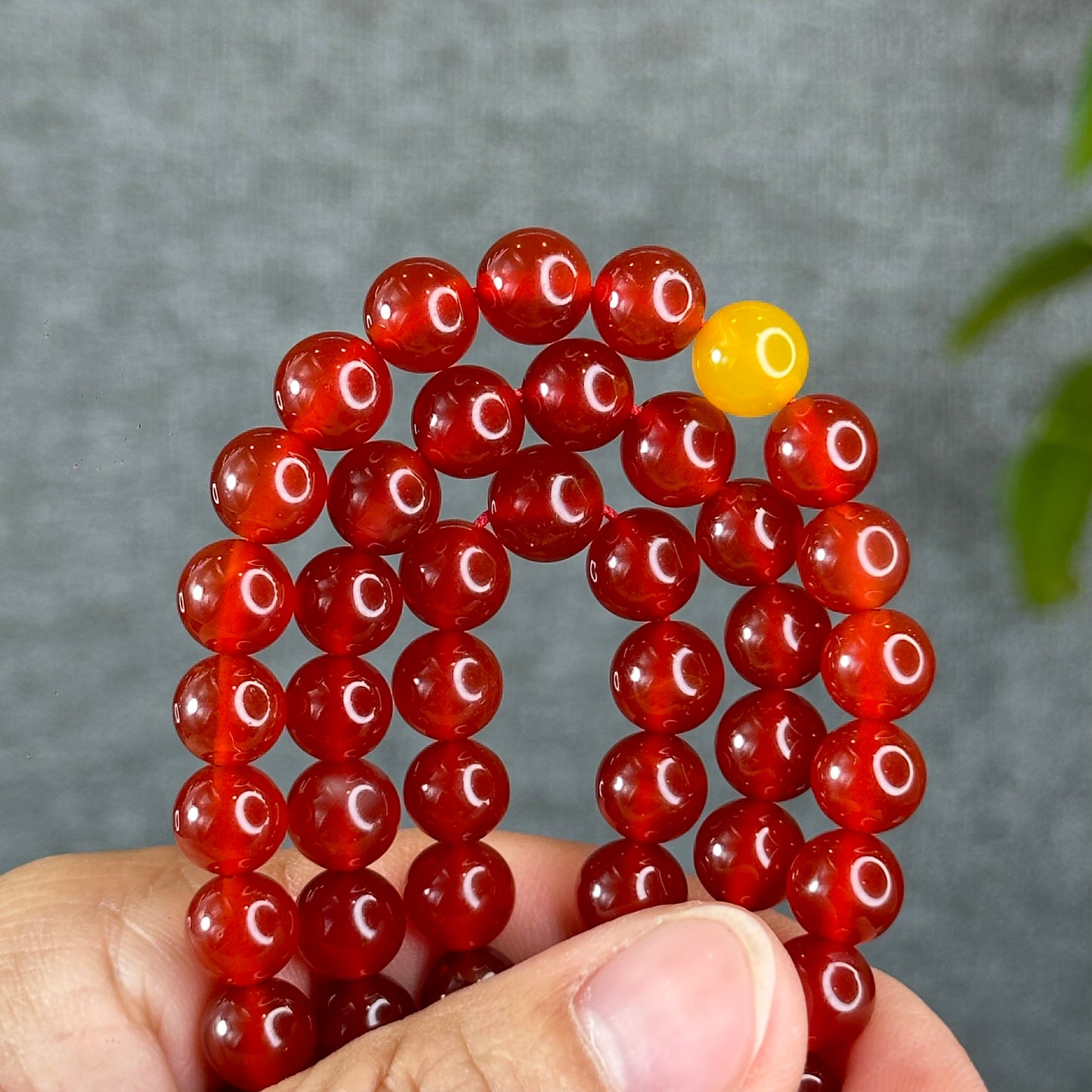 Natural Red Agate Triple Wrap Bracelet Size 8 mm