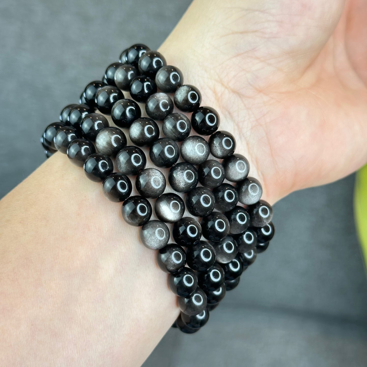 Natural Silver Obsidian VIP Bracelet Size 8 mm