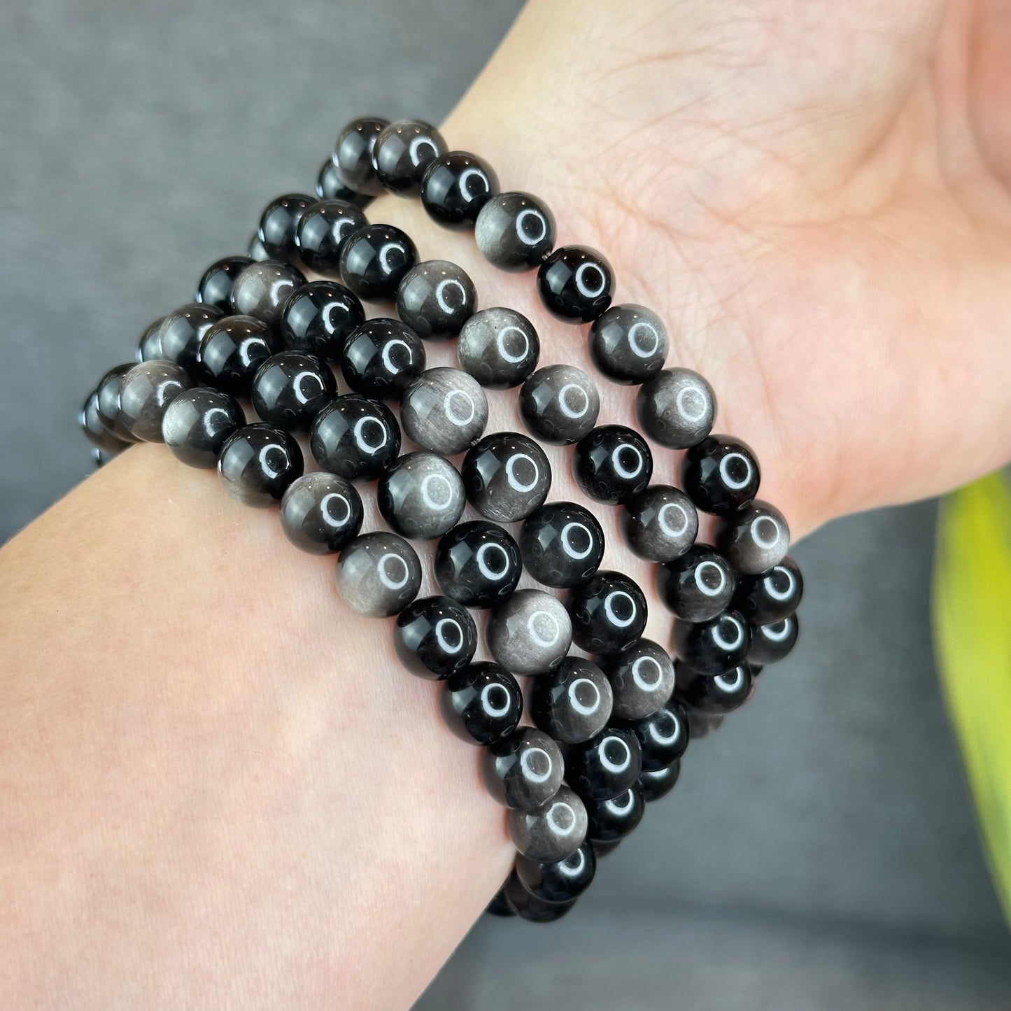 Natural Silver Obsidian VIP Bracelet Size 8 mm