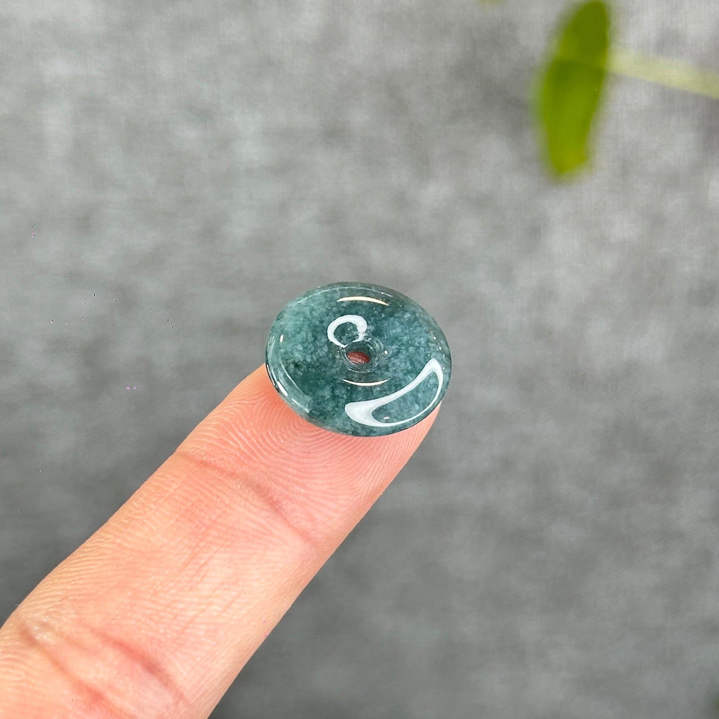 Natural Flat Dong Dieu Donut Dark Water Green Jadeite Jade 15 -16 mm