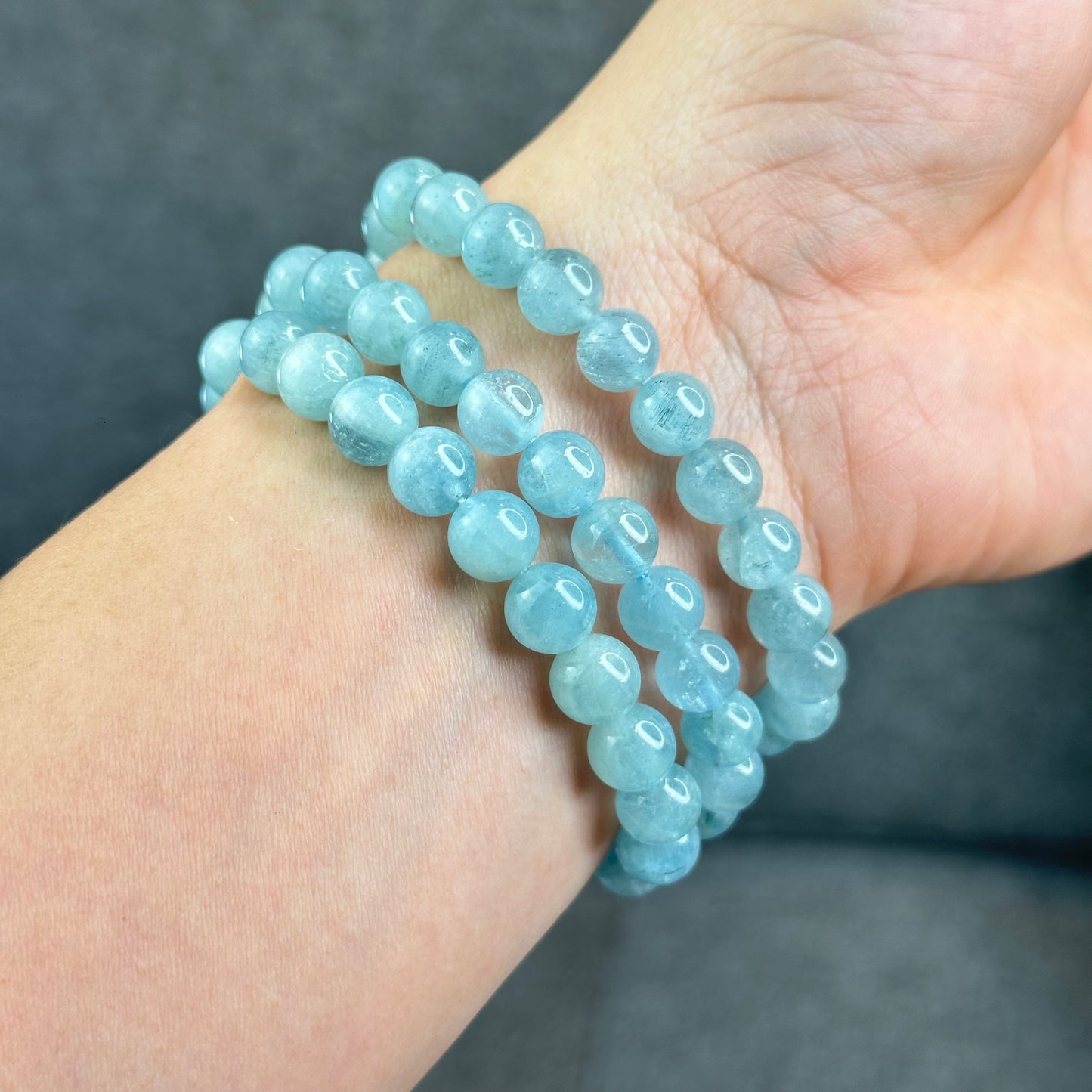 Natural Aquamarine Bracelet Size 8 mm