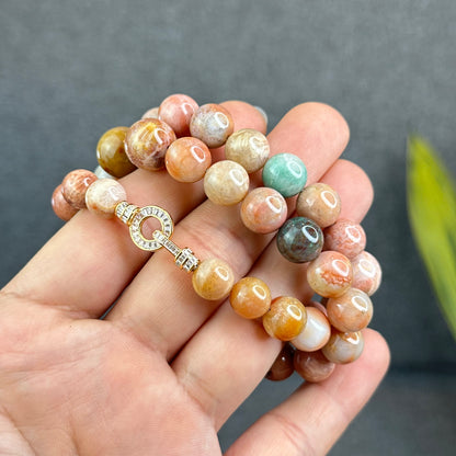 Natural Green Coral Fossil Necklace Graduating Beads 9-12.5 mm