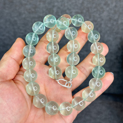 Natural Fluorite Necklace with Silver Clasp Size 14.5 mm - High Quality