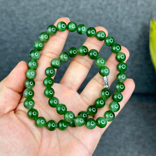 Natural Nephirite Jade Necklace Size 9.5-10 mm