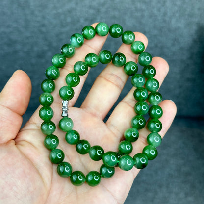 Natural Nephirite Jade Necklace Size 9.5-10 mm