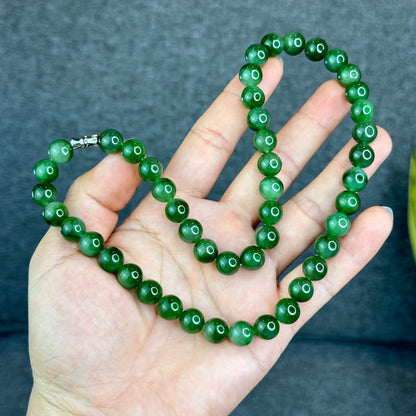 Natural Nephirite Jade Necklace Size 9.5-10 mm