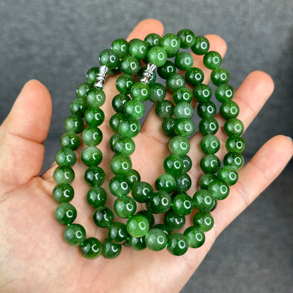 Natural Nephirite Jade Necklace Size 9.5-10 mm
