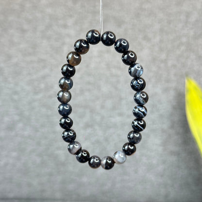 Natural Black Agate Bracelet Size 8 mm
