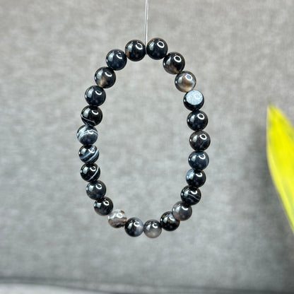 Natural Black Agate Bracelet Size 8 mm
