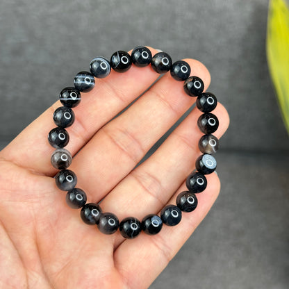 Natural Black Agate Bracelet Size 8 mm