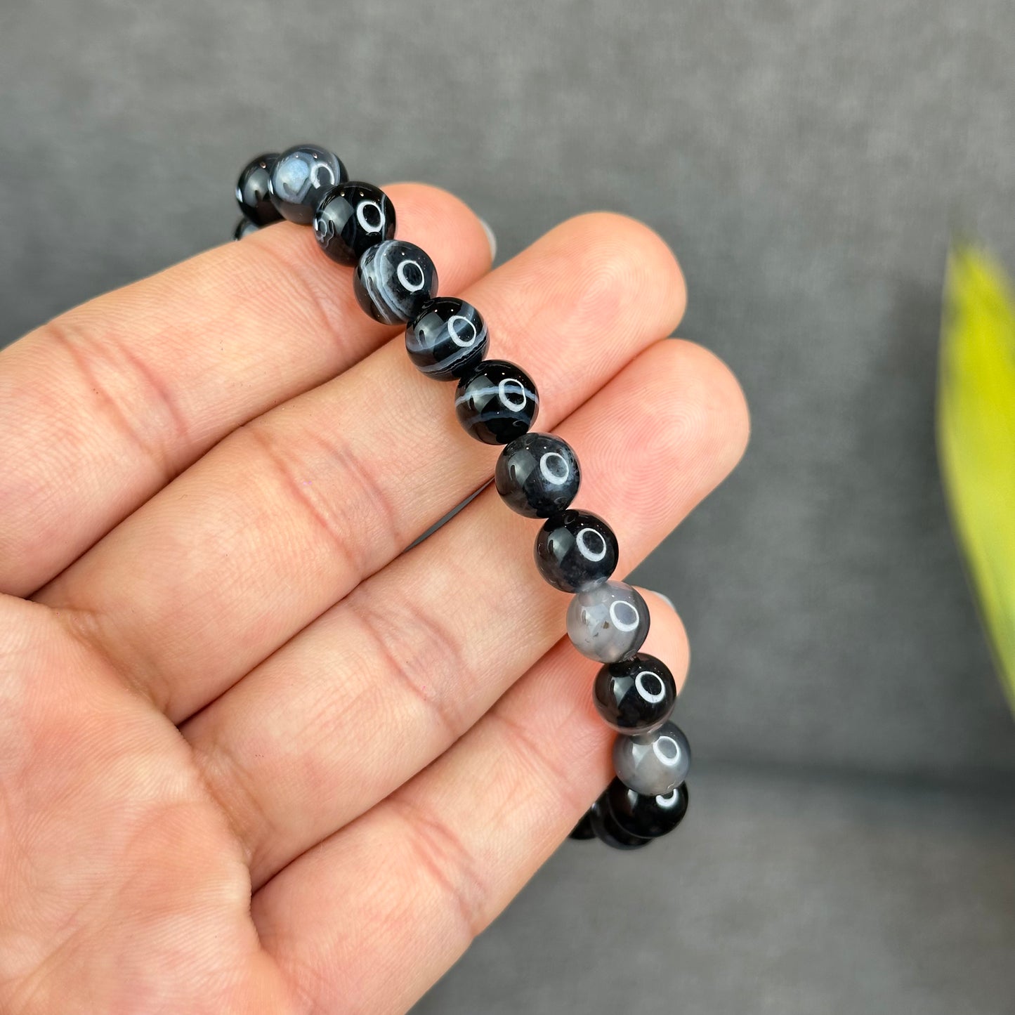 Natural Black Agate Bracelet Size 8 mm