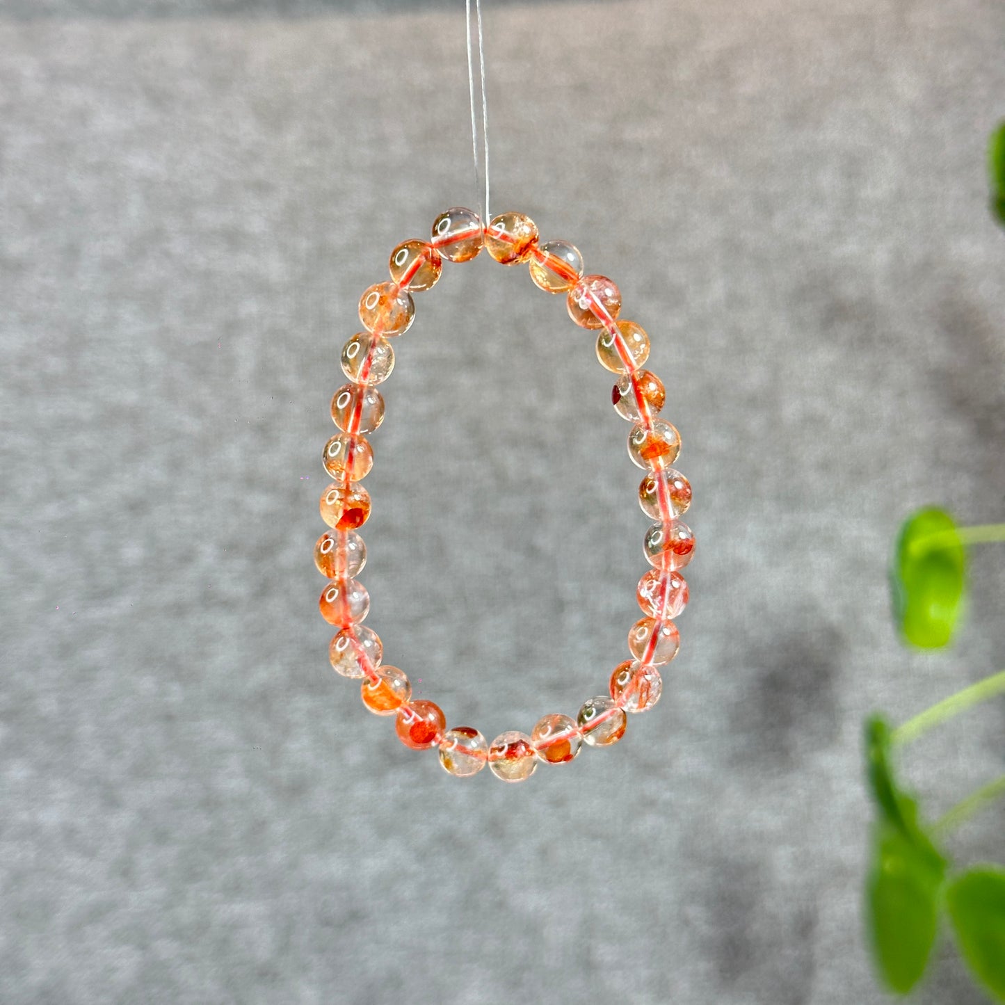 Orange Clear Fire Quartz Bracelet Size 6.3 mm