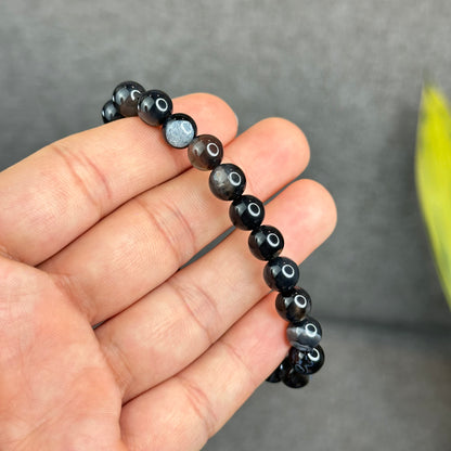 Natural Black Agate Bracelet Size 8 mm