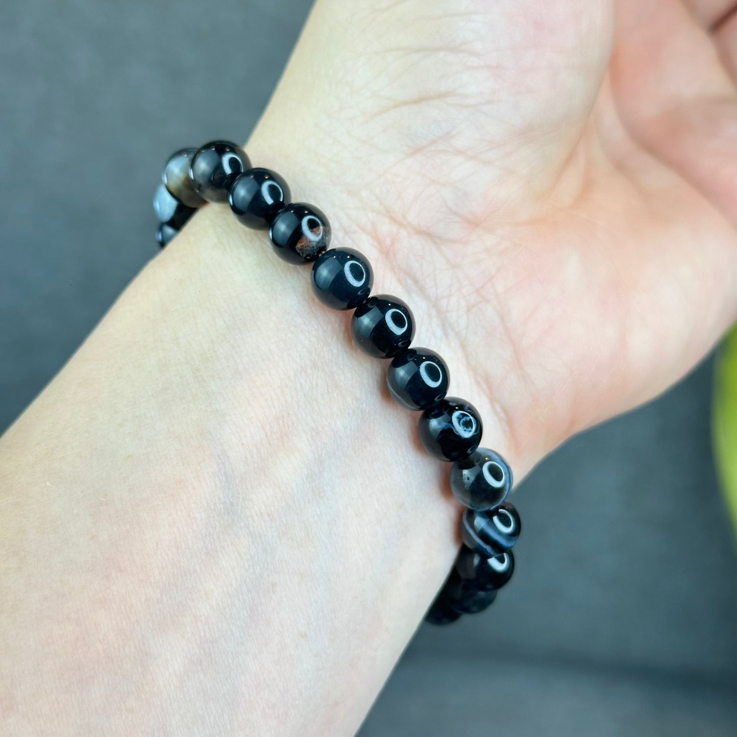 Natural Black Agate Bracelet Size 8 mm