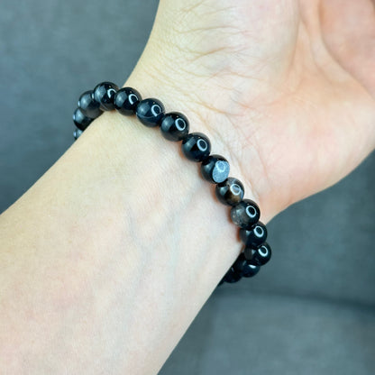 Natural Black Agate Bracelet Size 8 mm