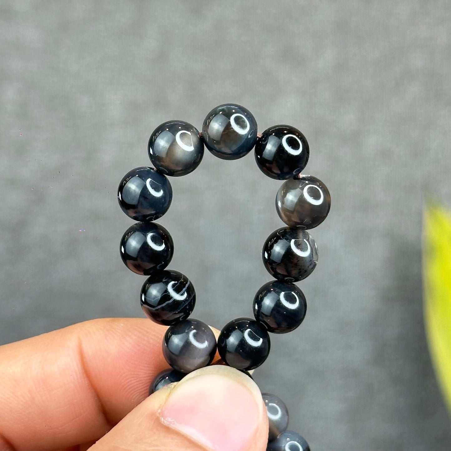 Natural Black Agate Bracelet Size 8 mm