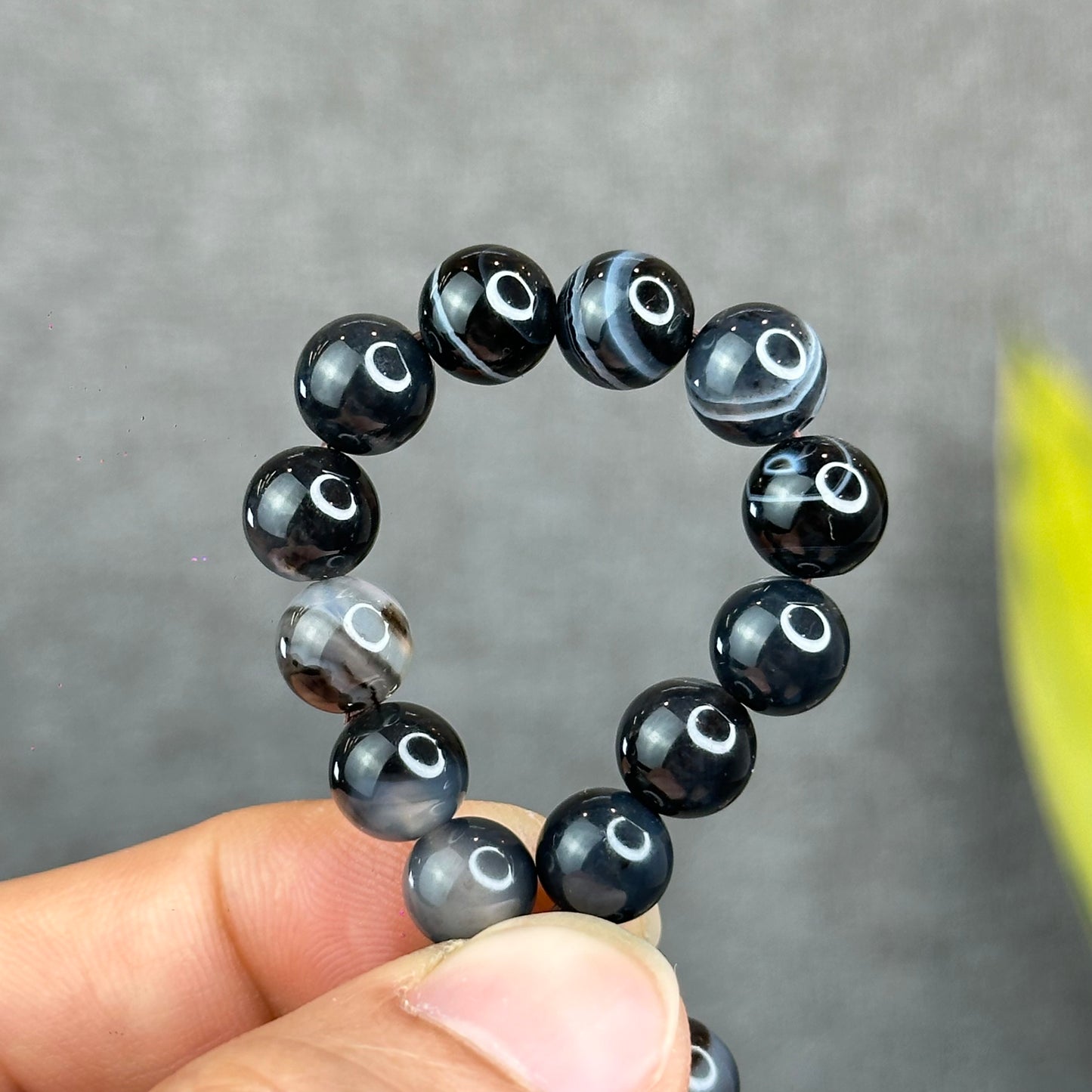 Natural Black Agate Bracelet Size 8 mm