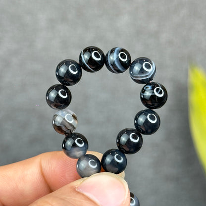 Natural Black Agate Bracelet Size 8 mm
