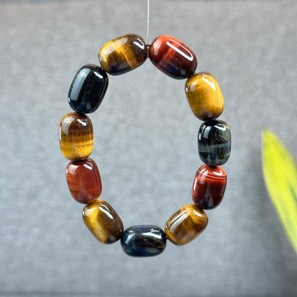 Natural Tri-Colour Tiger Eye Lu Thong Bracelet Size 18 mm by 13 mm