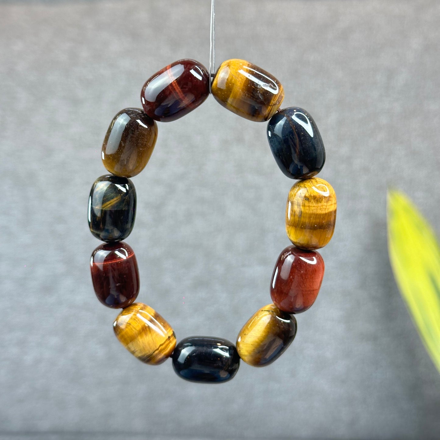 Natural Tri-Colour Tiger Eye Lu Thong Bracelet Size 18 mm by 13 mm