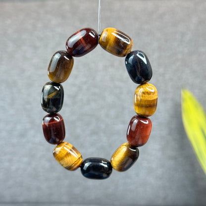 Natural Tri-Colour Tiger Eye Lu Thong Bracelet Size 18 mm by 13 mm