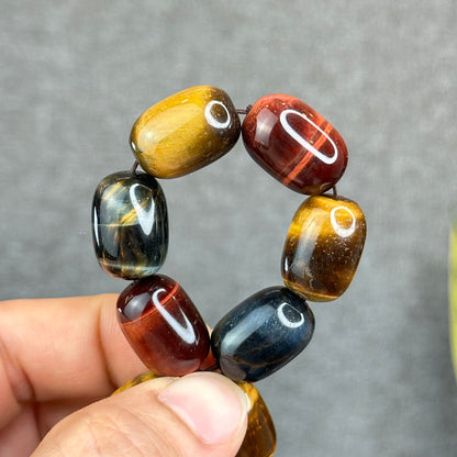 Natural Tri-Colour Tiger Eye Lu Thong Bracelet Size 18 mm by 13 mm