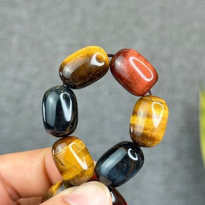 Natural Tri-Colour Tiger Eye Lu Thong Bracelet Size 18 mm by 13 mm