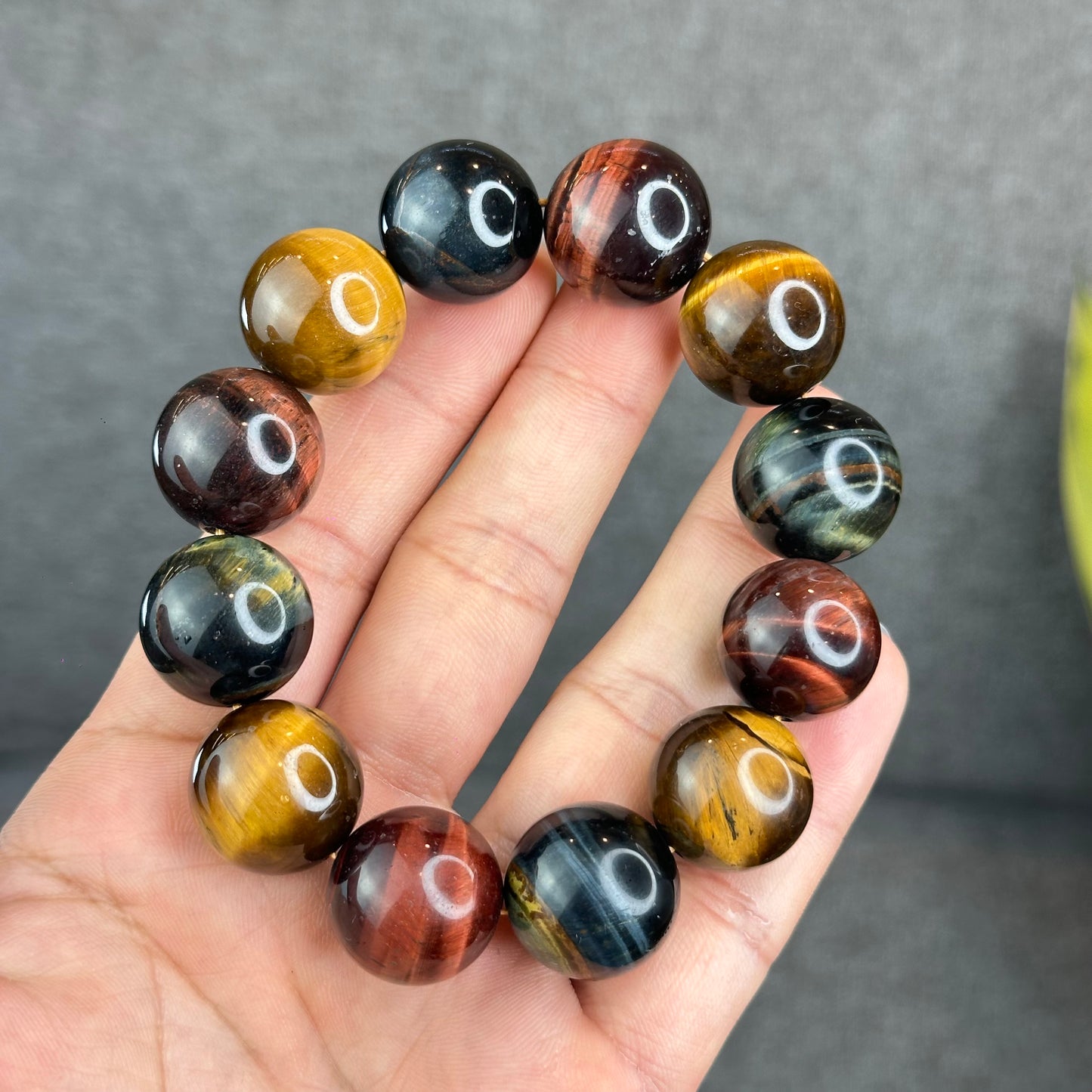Natural Multi Colour Tiger Eye Bracelet Size 18 mm