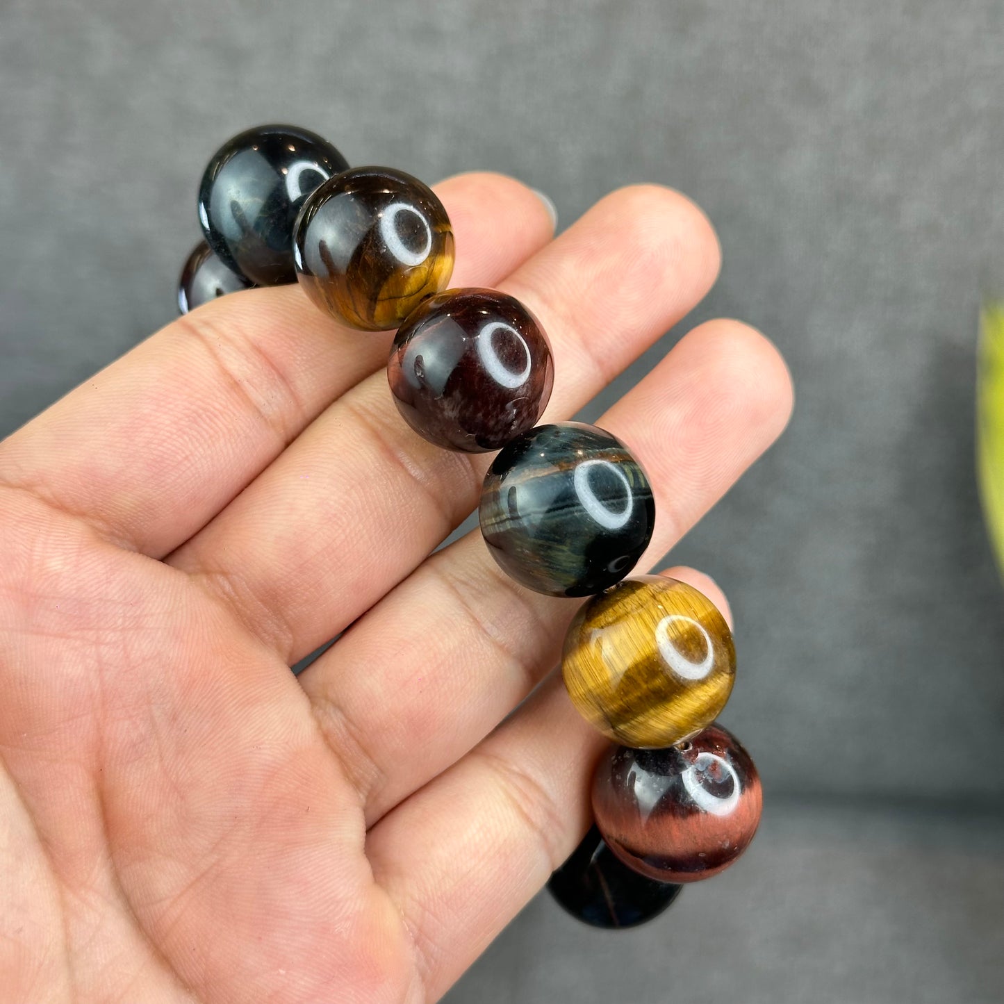 Natural Multi Colour Tiger Eye Bracelet Size 18 mm