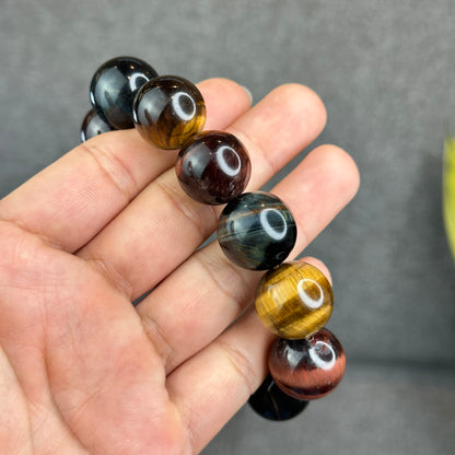 Natural Multi Colour Tiger Eye Bracelet Size 18 mm
