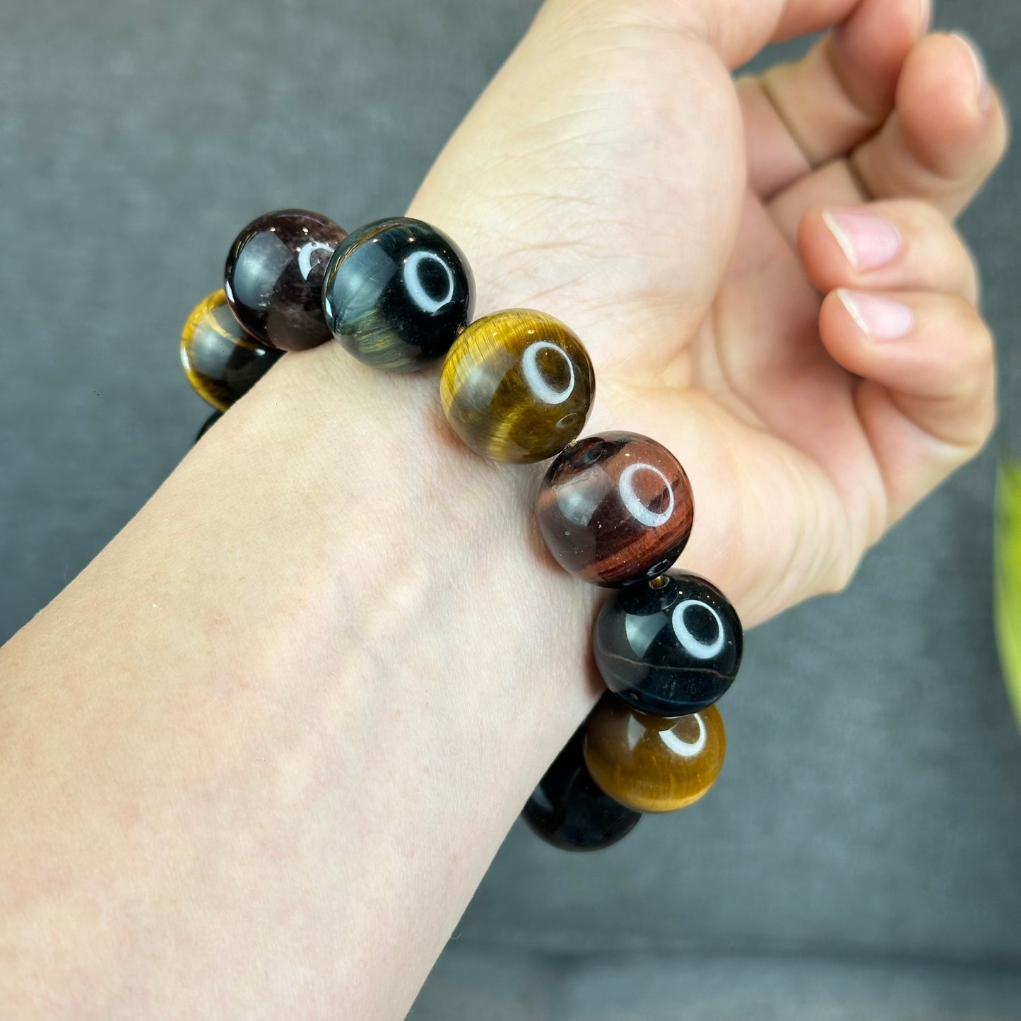 Natural Multi Colour Tiger Eye Bracelet Size 18 mm
