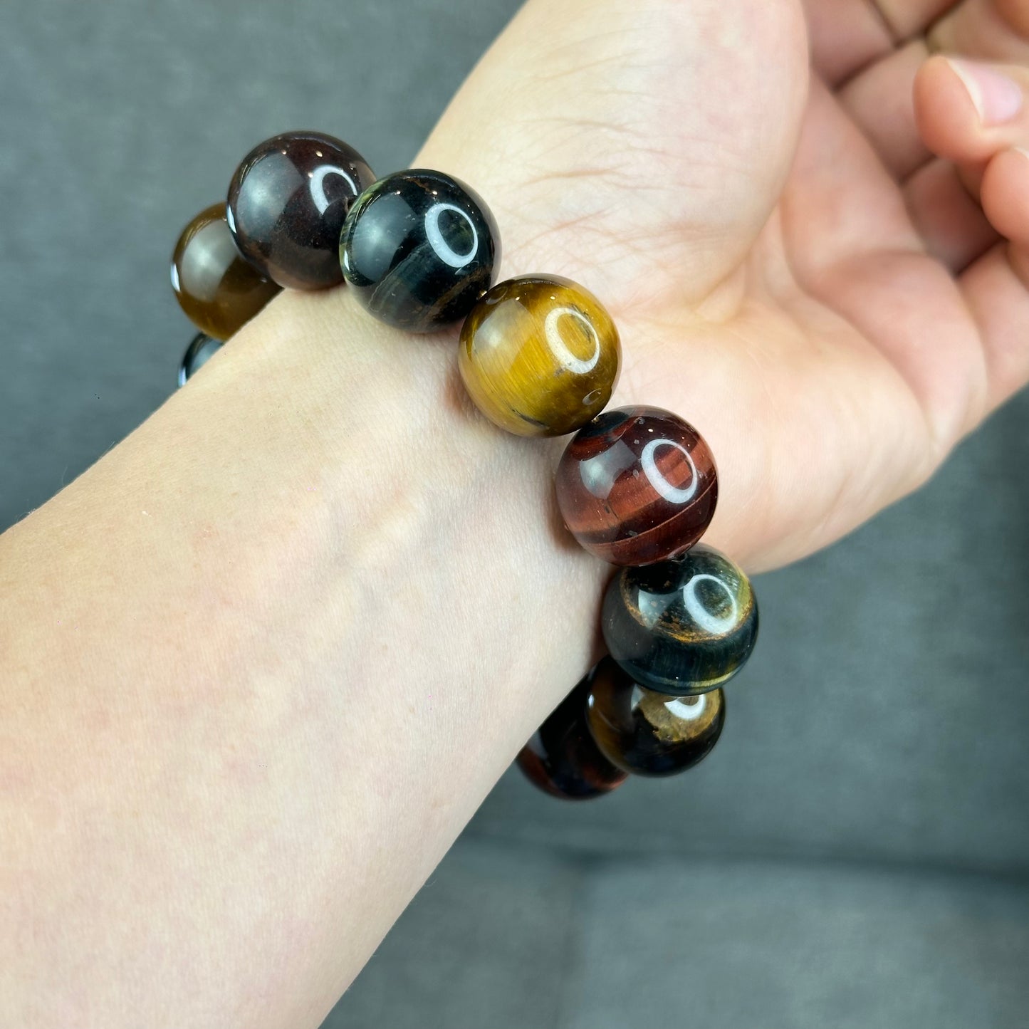 Natural Multi Colour Tiger Eye Bracelet Size 18 mm