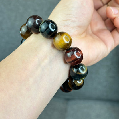 Natural Multi Colour Tiger Eye Bracelet Size 18 mm