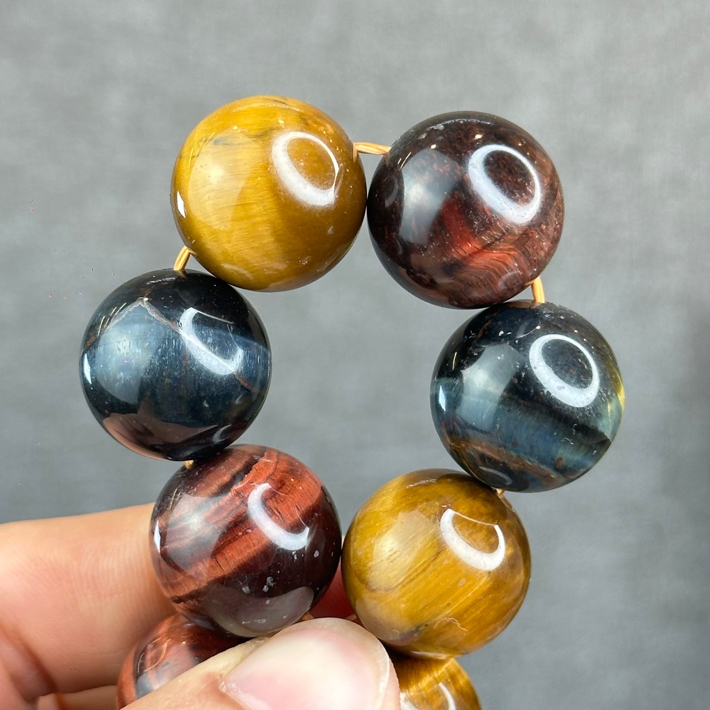 Natural Multi Colour Tiger Eye Bracelet Size 18 mm