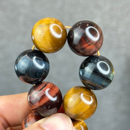 Natural Multi Colour Tiger Eye Bracelet Size 18 mm