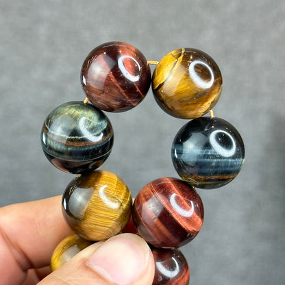 Natural Multi Colour Tiger Eye Bracelet Size 18 mm