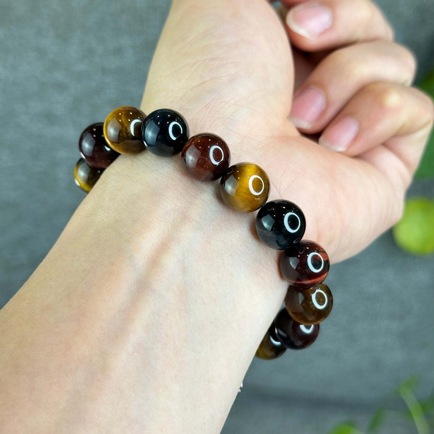 Tri Colour Natural Tiger Eye Bracelet Size 12 mm