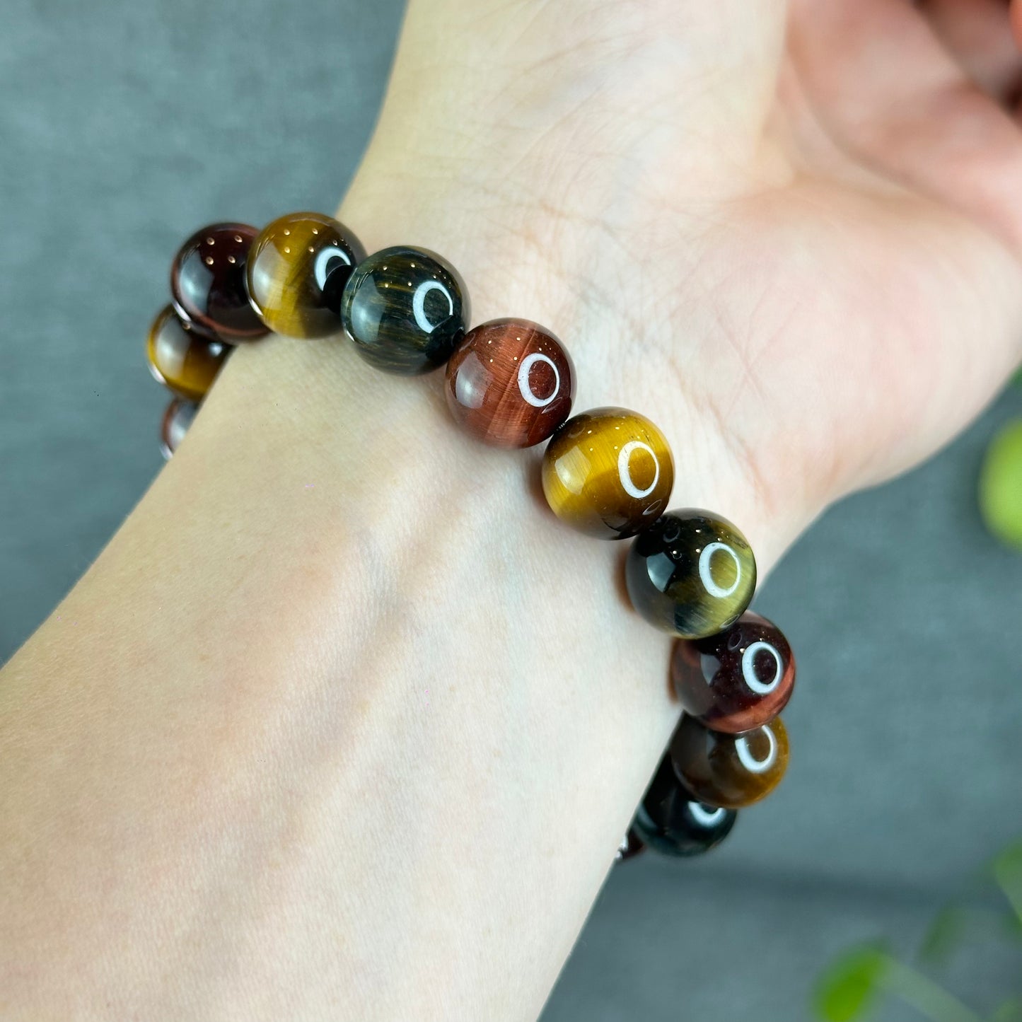 Tri Colour Natural Tiger Eye Bracelet Size 12 mm