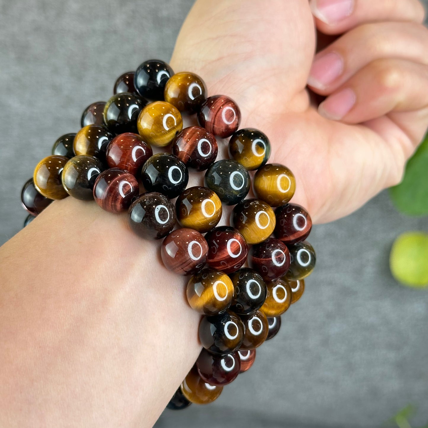 Tri Colour Natural Tiger Eye Bracelet Size 12 mm