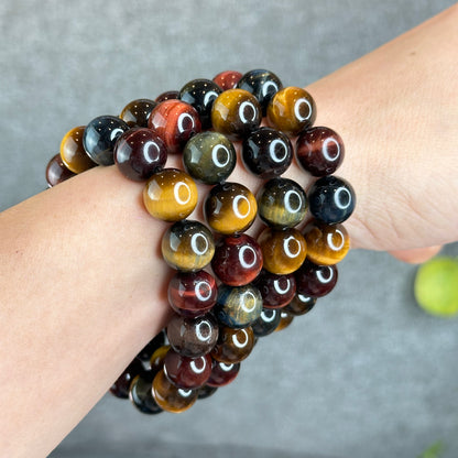 Tri Colour Natural Tiger Eye Bracelet Size 12 mm