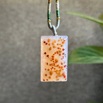 Rectangular Natural Cinnabar Agate Pendant