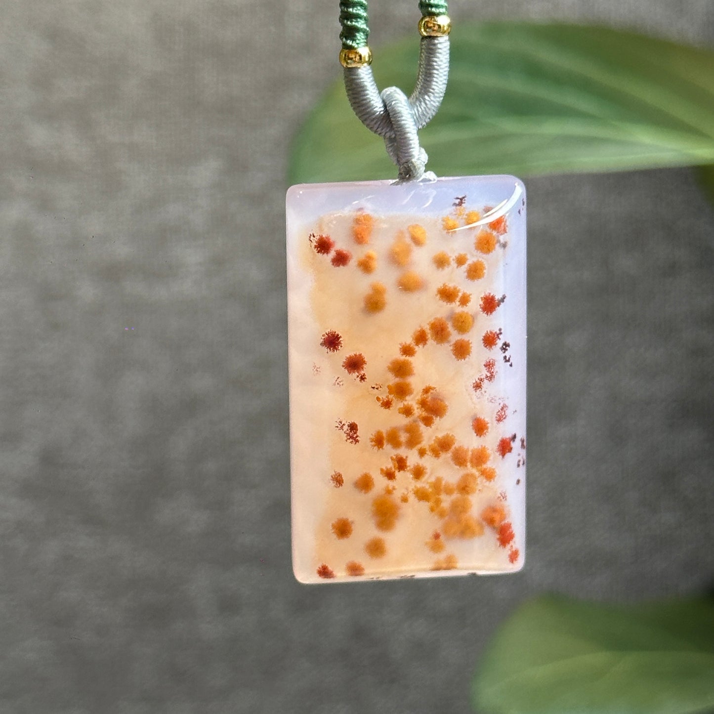 Rectangular Natural Cinnabar Agate Pendant