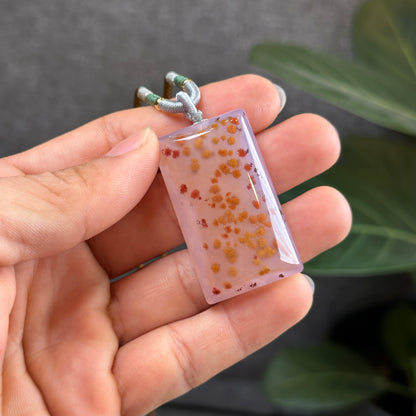 Rectangular Natural Cinnabar Agate Pendant