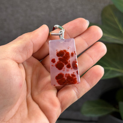 Rectangular Natural Cinnabar Agate Pendant