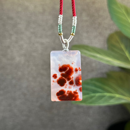 Rectangular Natural Cinnabar Agate Pendant