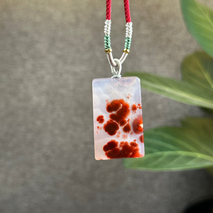 Rectangular Natural Cinnabar Agate Pendant