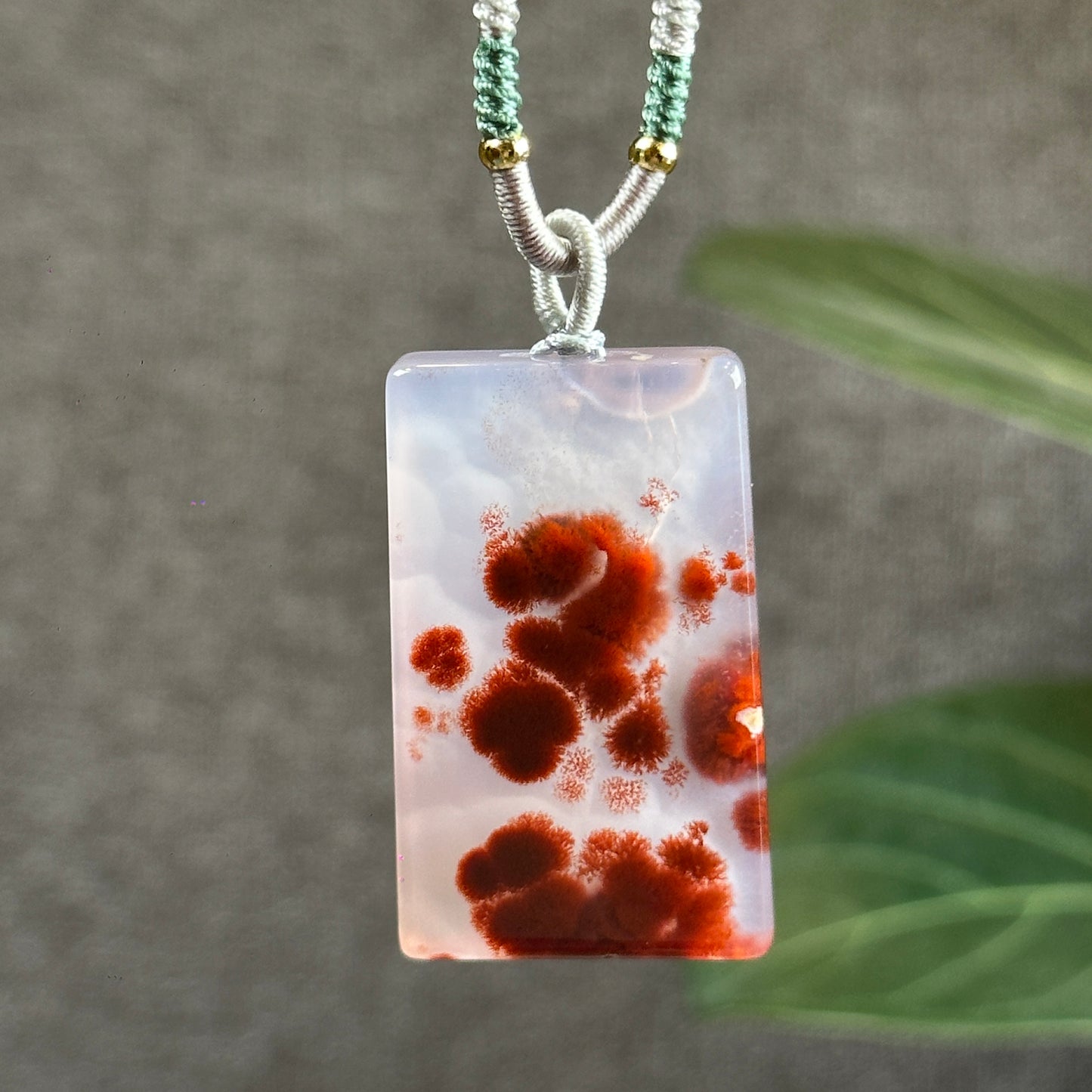 Rectangular Natural Cinnabar Agate Pendant