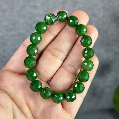 Faceted Natural Nephrite Jade VIP Bracelet Size 10 mm