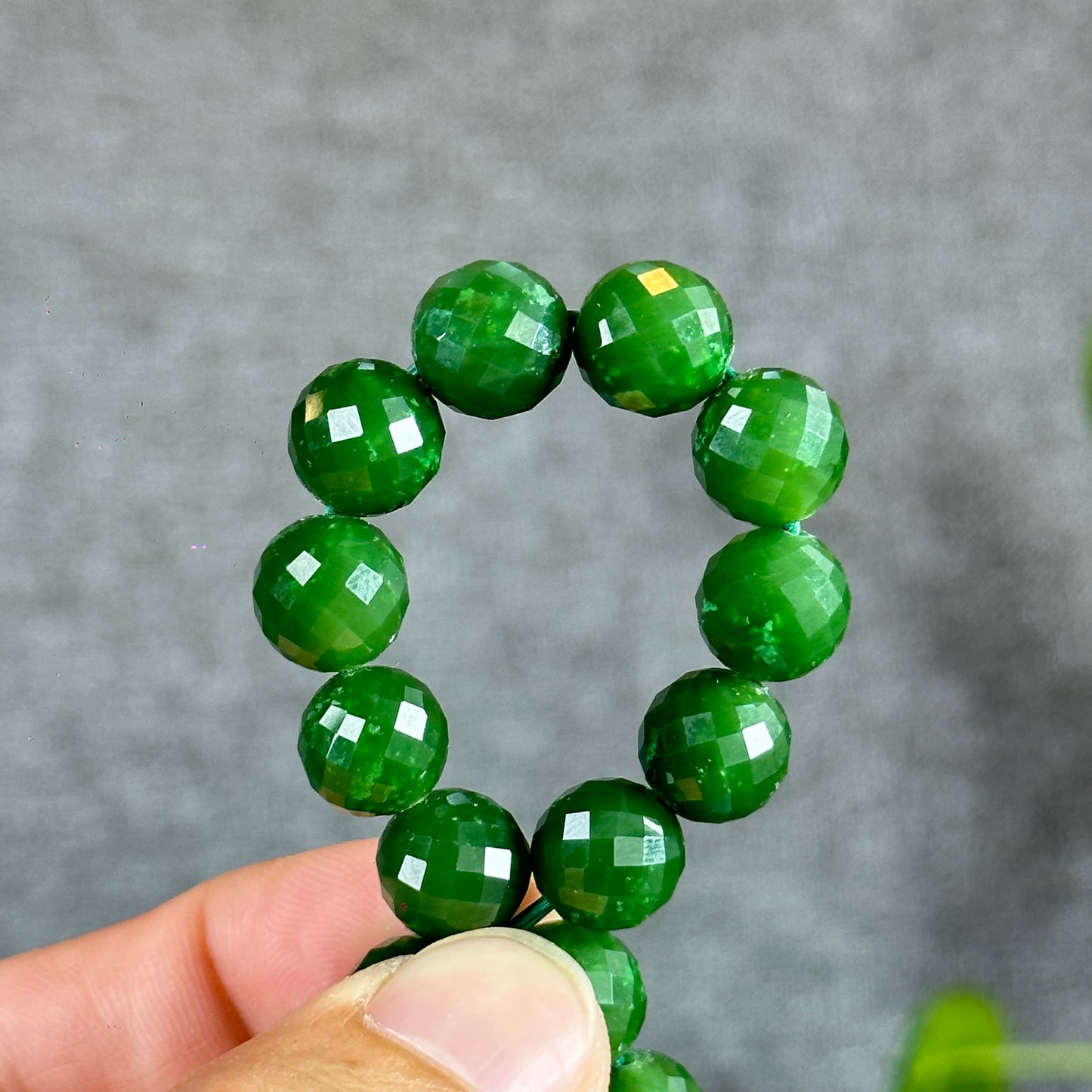 Faceted Natural Nephrite Jade VIP Bracelet Size 10 mm